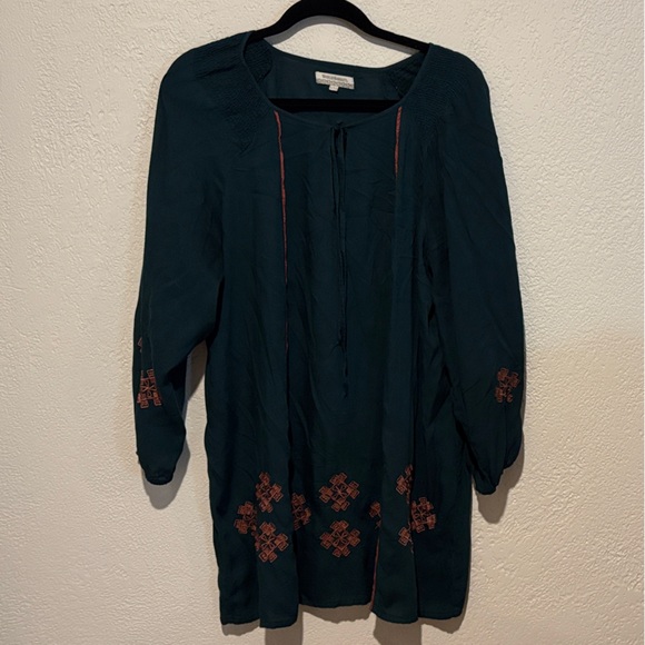 Cost Plus World Market Teal Dress with Orange Embroidery - Picture 1 of 6